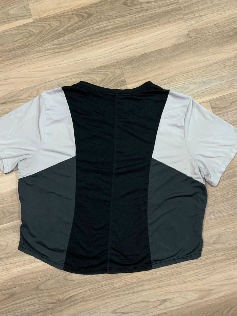 Nike Black, Light Gray & Dark Gray Colorblock Cropped Tee